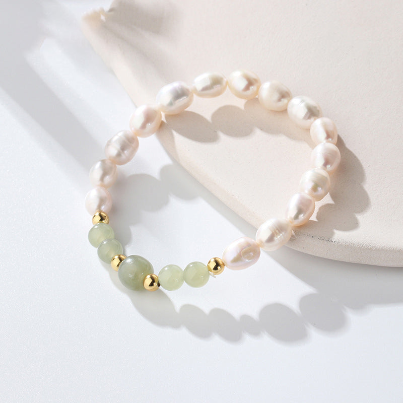 Natural Freshwater Pearl & Hetian Jade Bracelet – Elegance in Every Detail