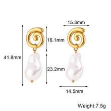 Gold Swirl Baroque Pearl Drop Earrings – Artistic Elegance