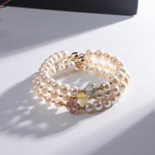 Baroque Freshwater Pearl & Colorful Rutilated Quartz Bracelet – Adjustable Elegance