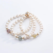Baroque Freshwater Pearl & Colorful Rutilated Quartz Bracelet – Adjustable Elegance
