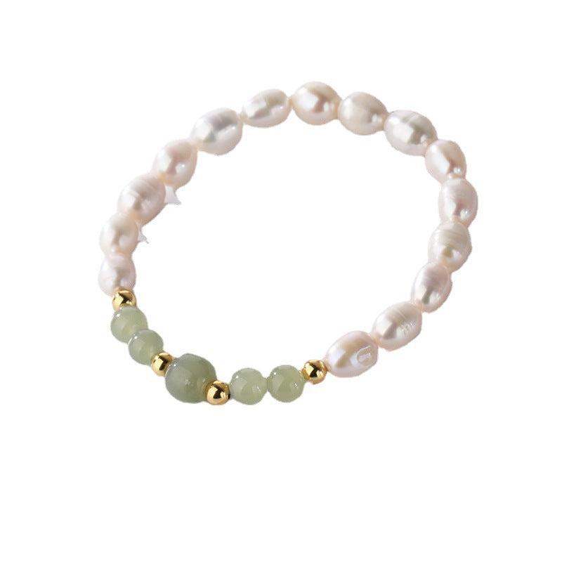 Natural Freshwater Pearl & Hetian Jade Bracelet – Elegance in Every Detail