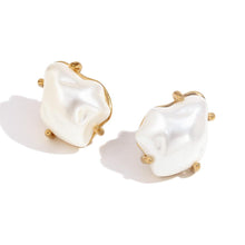 Irregular Baroque Pearl Stud Earrings - Modern Minimalist Design
