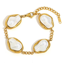 18K Gold-Plated Stainless Steel Baroque Pearl Bracelet – Adjustable 20+5cm Chain