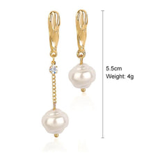 Asymmetrical Gold Drop Earrings with Baroque Pearls - Baroqueluck