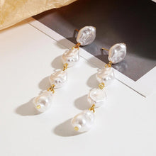 Enchanted Gold Earrings with Four Lucky Baroque Pearls - Baroqueluck