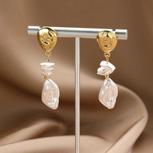 Gold Petal & Leaf Baroque Pearl Drop Earrings - Baroqueluck