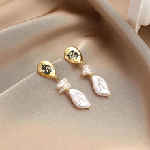 Gold Petal & Leaf Baroque Pearl Drop Earrings - Baroqueluck