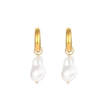 Gold Swirl Baroque Pearl Drop Earrings – Artistic Elegance