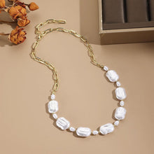 Radiant Fortune Flat Baroque Pearl Necklace with Shimmering Gold Beads - Baroqueluck