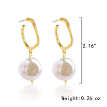 Statement Gold Hoop Earrings with Pearl - Baroqueluck