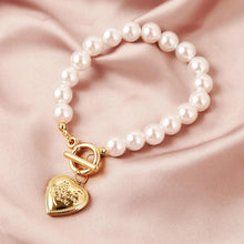 Love-Filled Pearl Bracelet with Lucky Heart Locket - Baroqueluck