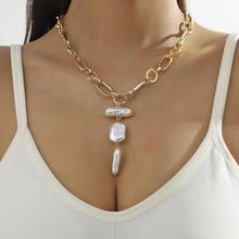 Triply Blessed Baroque Pearl Chunky Chain Necklace - Baroqueluck