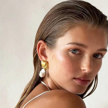 Golden Spiral Baroque Pearl Drop Earrings – Statement Luxury