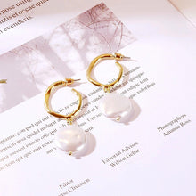 Statement Gold Hoop Earrings with Pearl - Baroqueluck