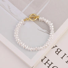 Gold Chain Bracelet with Tiny Irregular Baroque Pearls - Baroqueluck