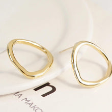 Gold Abstract Drop Earrings with Two Baroque Pearls - Baroqueluck