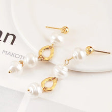 Statement Gold Earrings with Pearls and Abstract Accents - Baroqueluck