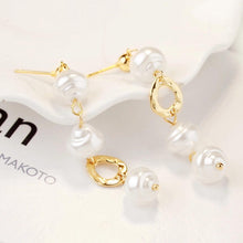 Statement Gold Earrings with Pearls and Abstract Accents - Baroqueluck