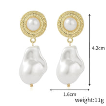 Gold Ornate Stud & Irregular Pearl Drop Earrings - Baroqueluck