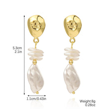 Gold Petal & Leaf Baroque Pearl Drop Earrings - Baroqueluck