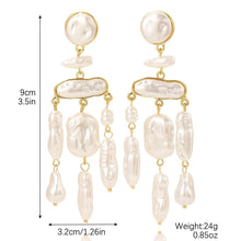 Gold Triple Baroque Pearl Dangle Earrings - Baroqueluck