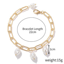 Gold Chain Bracelet with Three Dangling Baroque Pearls - Baroqueluck