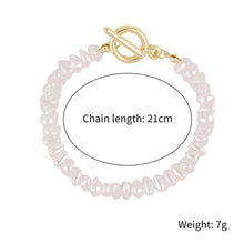 Gold Chain Bracelet with Tiny Irregular Baroque Pearls - Baroqueluck