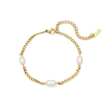 18K Gold-Plated Stainless Steel Baroque Pearl Bracelet – Adjustable 20+5cm Chain