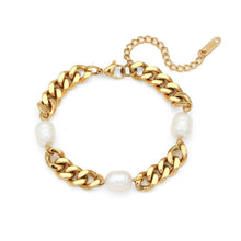 18K Gold-Plated Stainless Steel Baroque Pearl Bracelet – Adjustable 20+5cm Chain