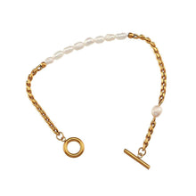 18K Gold-Plated Stainless Steel Baroque Pearl Bracelet – Adjustable 20+5cm Chain