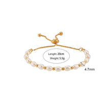 18K Gold-Plated Stainless Steel Baroque Pearl Bracelet – Adjustable 20+5cm Chain