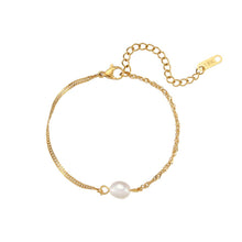18K Gold-Plated Stainless Steel Baroque Pearl Bracelet – Adjustable 20+5cm Chain