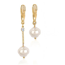 Asymmetrical Gold Drop Earrings with Baroque Pearls - Baroqueluck