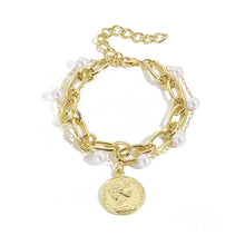Financially Amplified Coin & Pearl Layered Bracelet Set - Baroqueluck