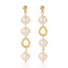 Statement Gold Earrings with Pearls and Abstract Accents - Baroqueluck