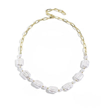 Radiant Fortune Flat Baroque Pearl Necklace with Shimmering Gold Beads - Baroqueluck