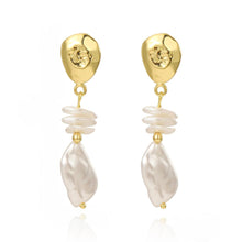 Gold Petal & Leaf Baroque Pearl Drop Earrings - Baroqueluck