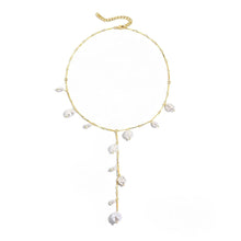 Delicate Gold Chain Necklace with Scattered Baroque Pearls - Baroqueluck